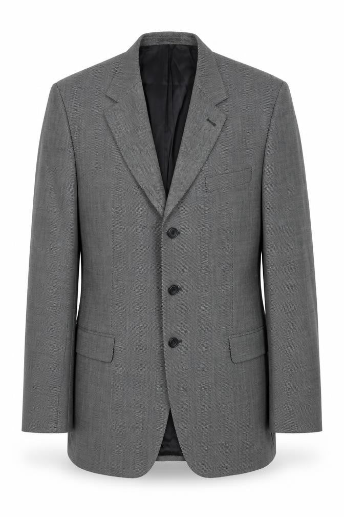 Dehavilland Men's Grey Wool Blazer 44L Long Jacket