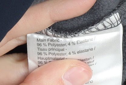 Close-up detail of Regatta women’s blue softshell jacket, size UK 34