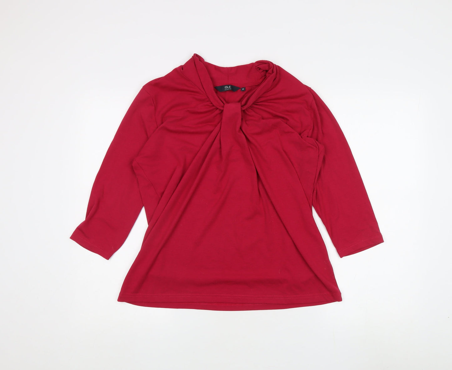 ISLE Women's Red 3/4 Sleeve Cowl Neck Blouse, M