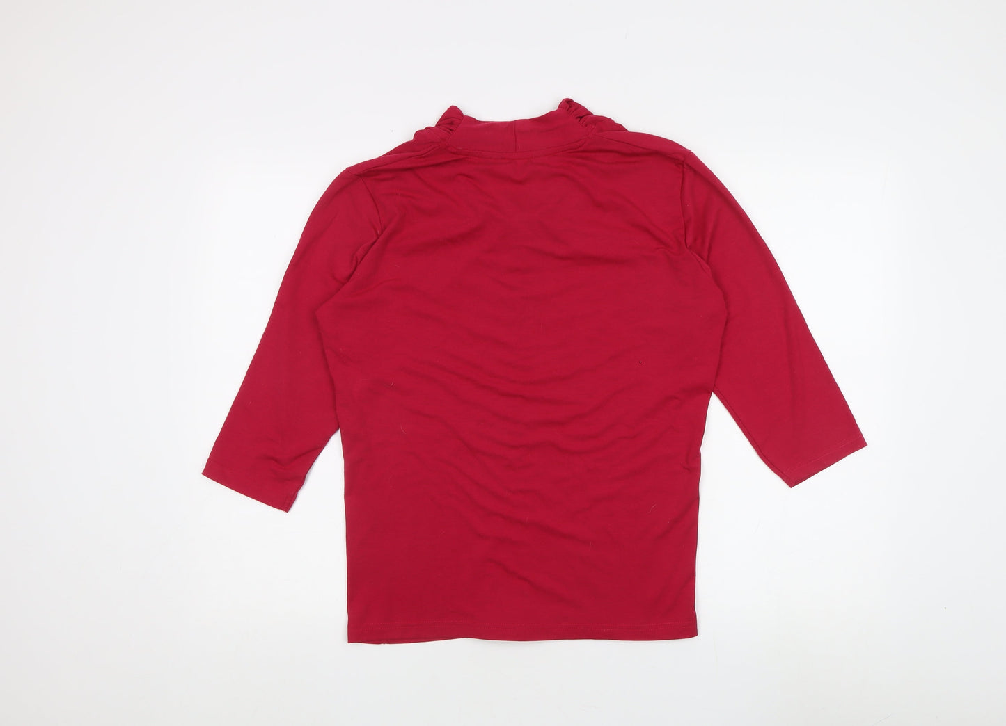 ISLE Women's Red 3/4 Sleeve Cowl Neck Blouse, M