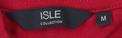 ISLE Women's Red 3/4 Sleeve Cowl Neck Blouse, M