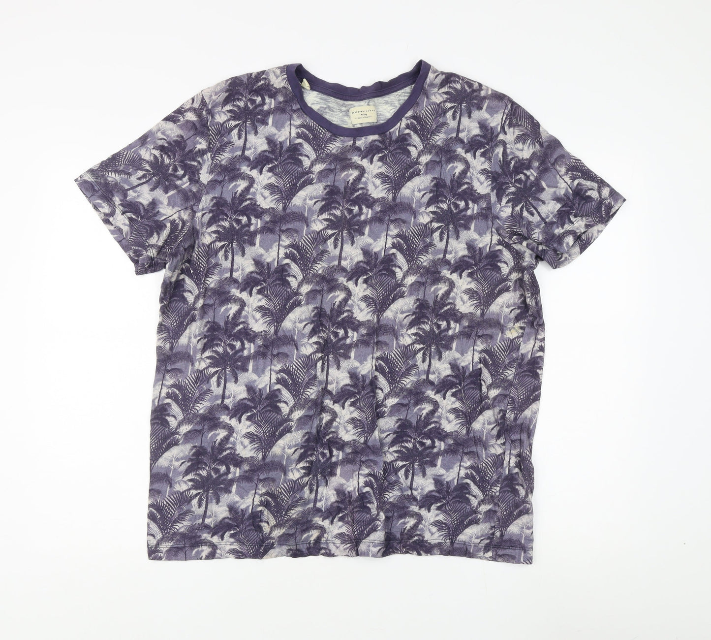 Selected Homme Unisex Purple Tropical T-Shirt 2XL