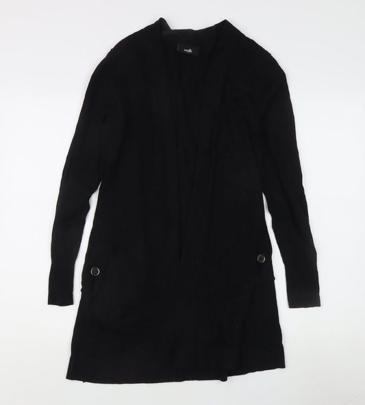 Wallis Women's Black Open Front Cardigan, Size S, Button Accent