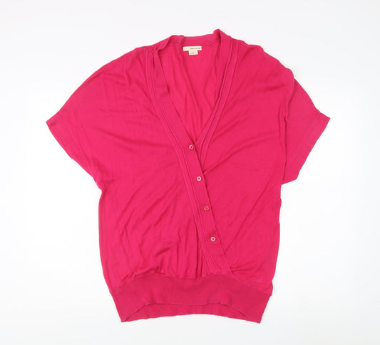 DKNY Jeans Women's Pink Button-Up Top Size M V-Neck