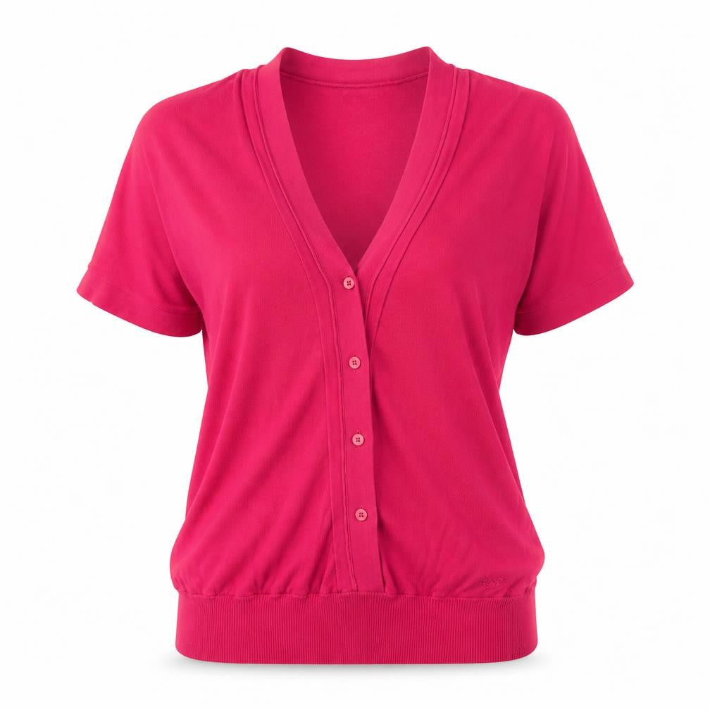 DKNY Jeans Women's Pink Button-Up Top Size M V-Neck