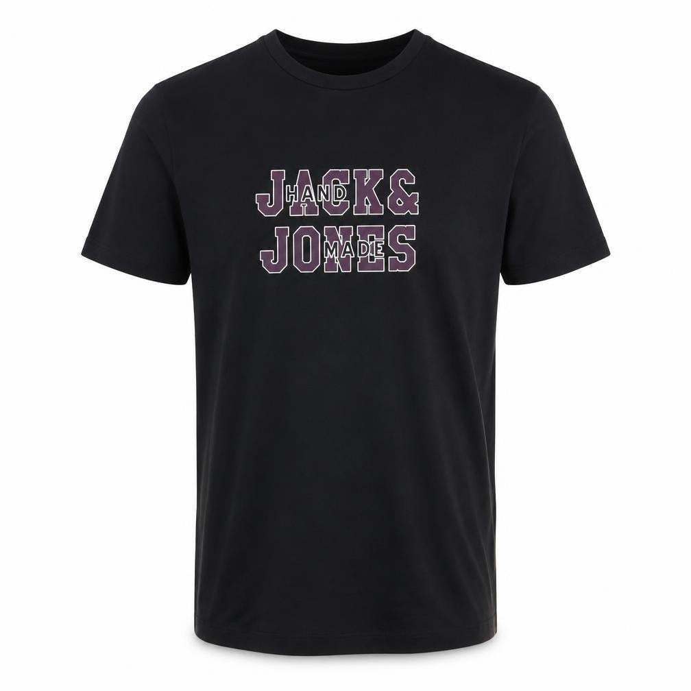 Jack & Jones Men's Black T-Shirt, Size L, Crew Neck