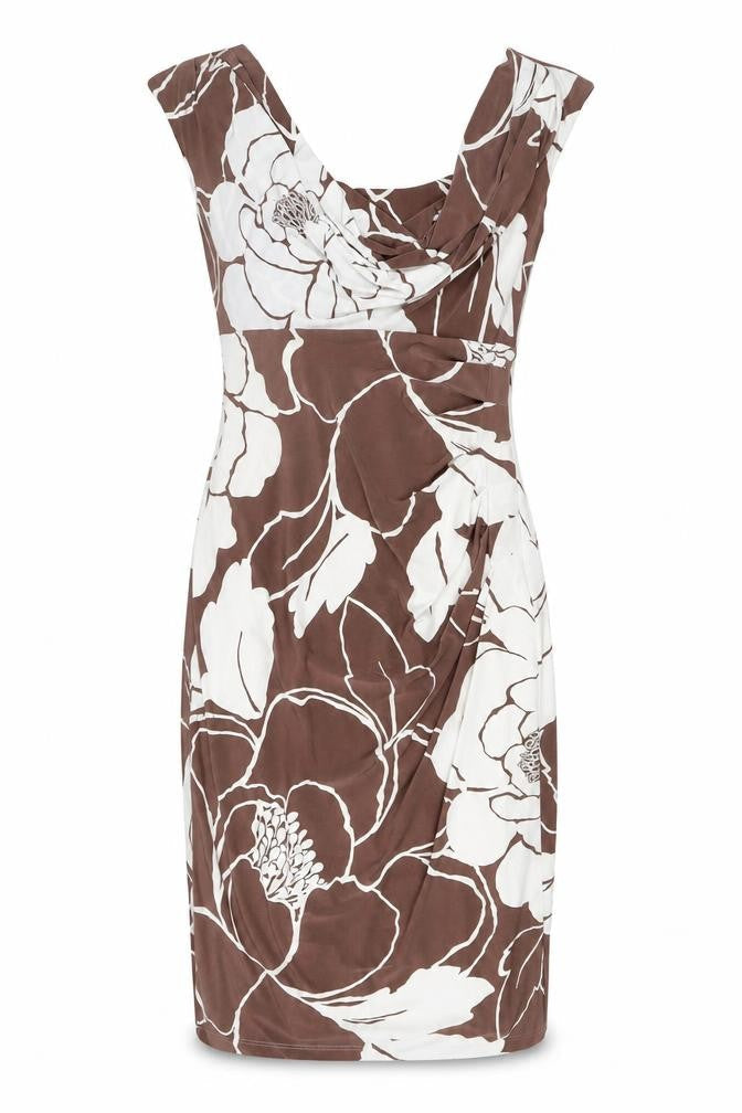 Phase Eight Women's Brown Ivory Floral Sheath Dress Size 8