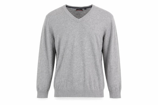 Pierre Cardin Men's Grey Cotton V-Neck Pullover Jumper Large