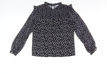Oasis Women's Black Floral Blouse, Size S