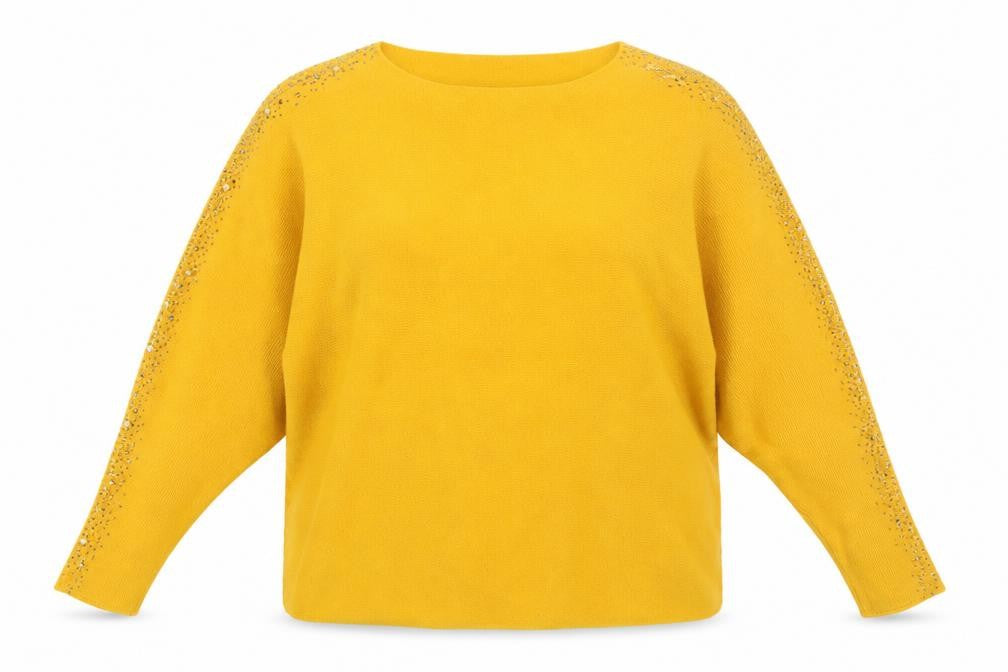 Quiz Women's Yellow Jumper L Dolman Sleeve Studded