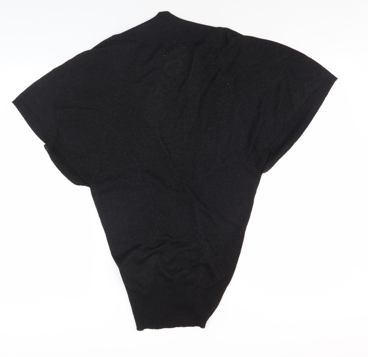 ICHI Women's Black V-Neck Top, Size M, Lurex Blend