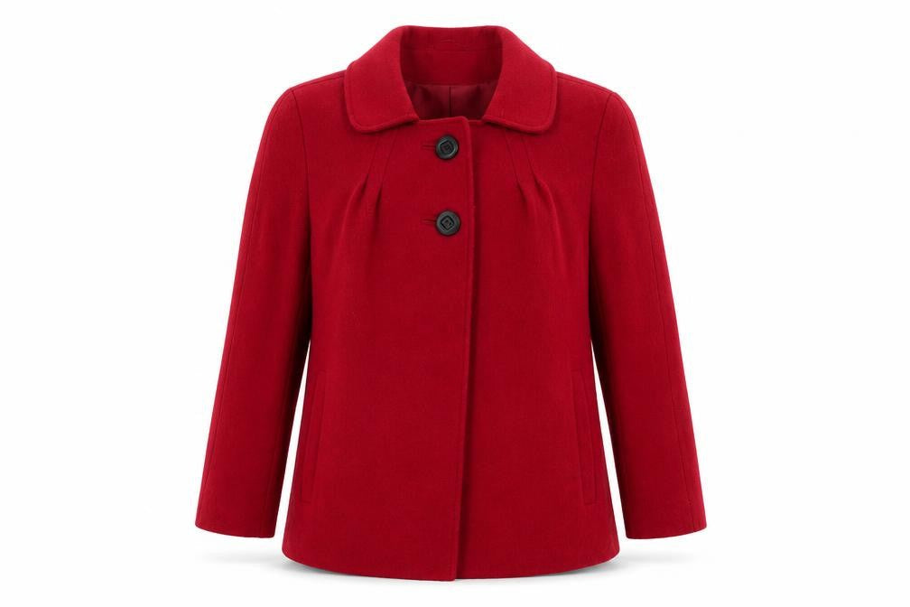 Wallis Women's Red Pea Coat, Size 10, Buttoned Style