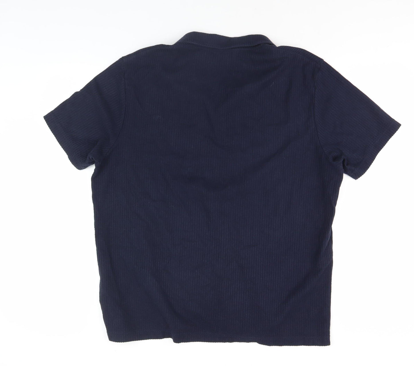 Marks and Spencer Men's Blue Cotton Polo Shirt L