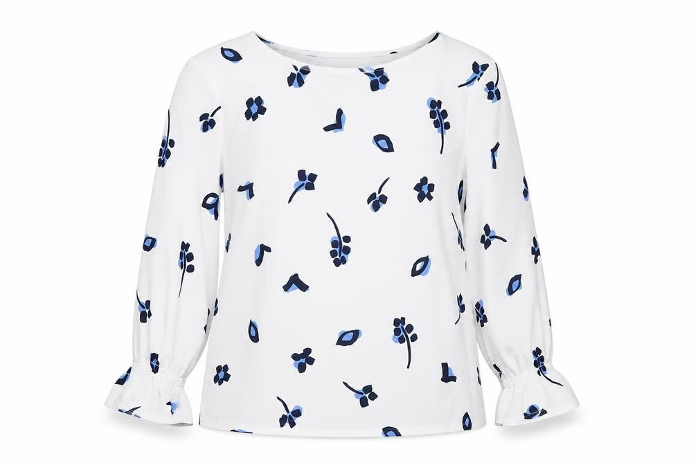 French Connection Women's White Floral Blouse, Size 8