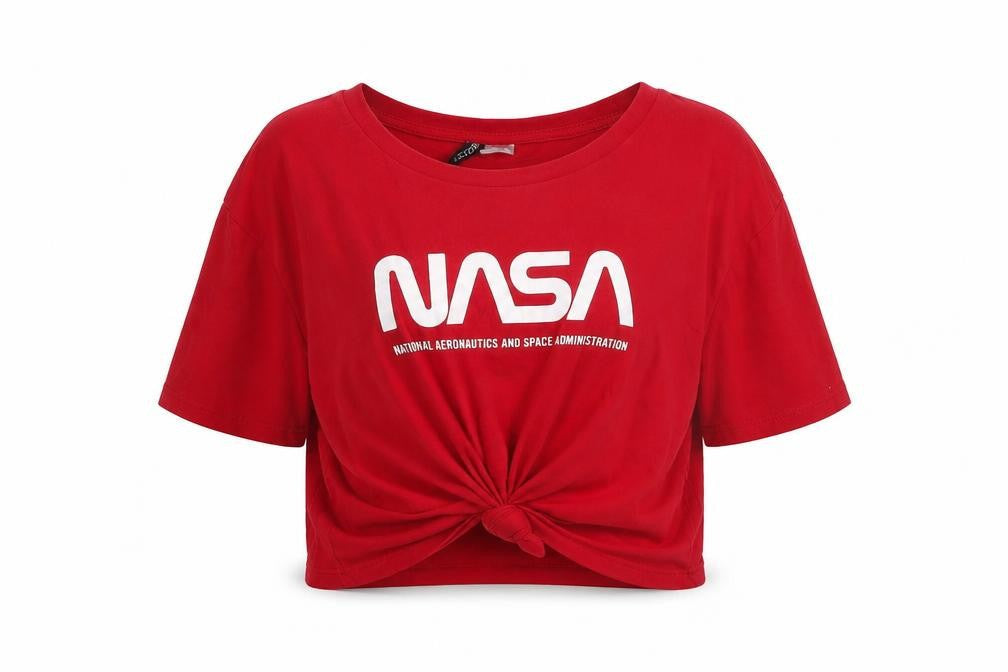 H&M Women's Red NASA Cropped T-Shirt Size 12