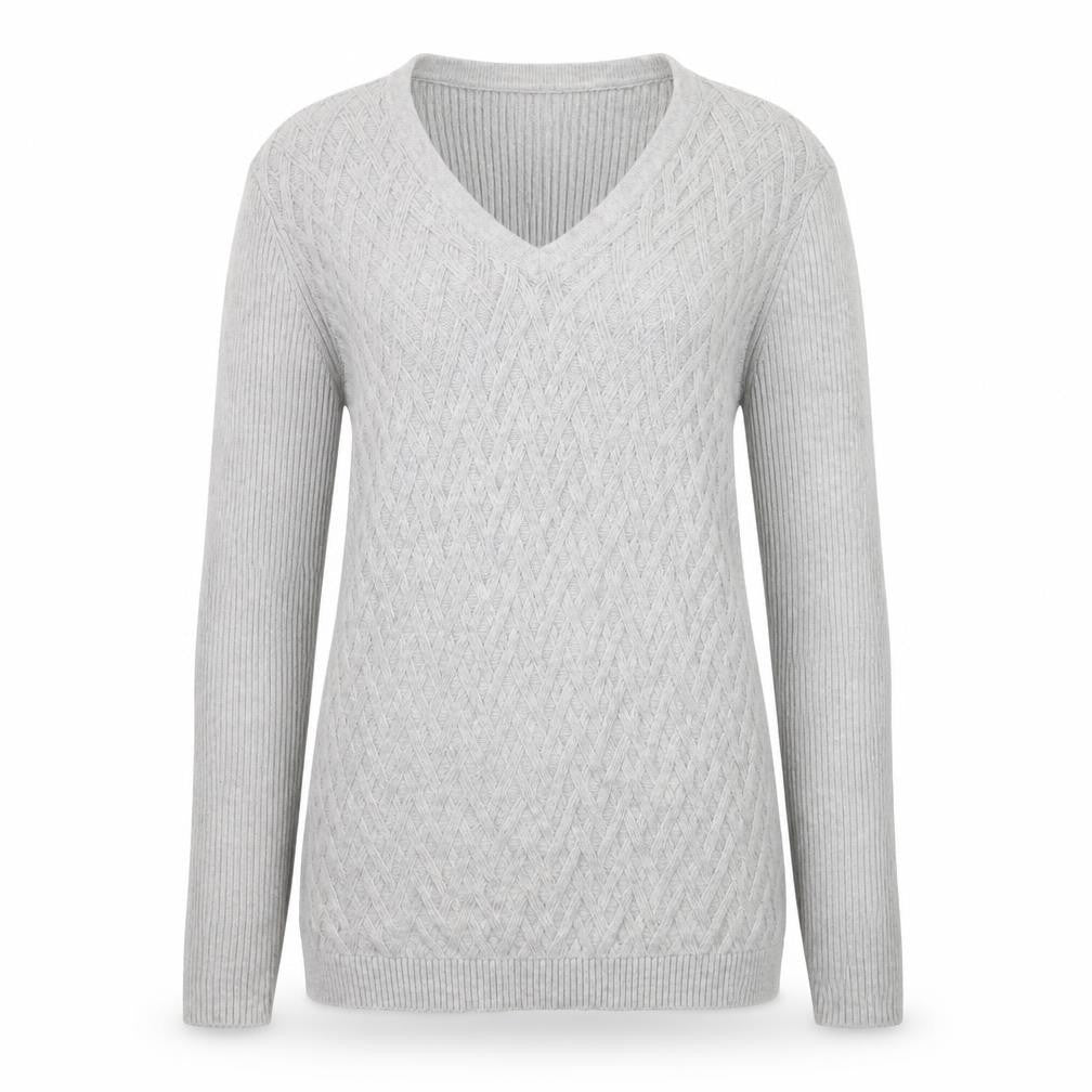 Lands' End Women's Grey V-Neck Pullover Jumper Size 8