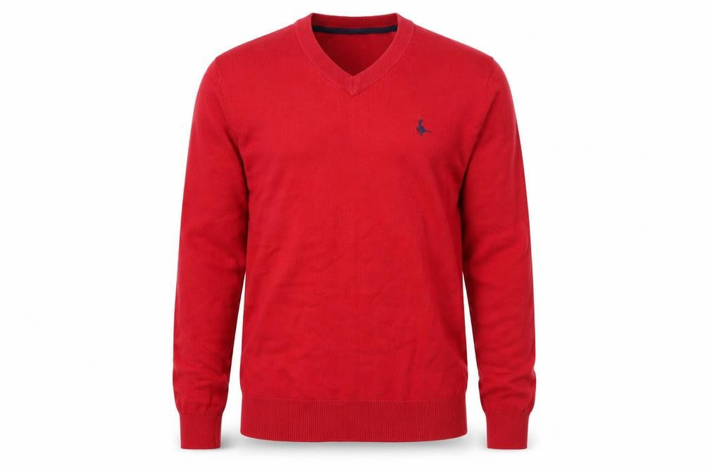Jack Wills Men's Red Pullover Jumper, S, V-Neck, Logo