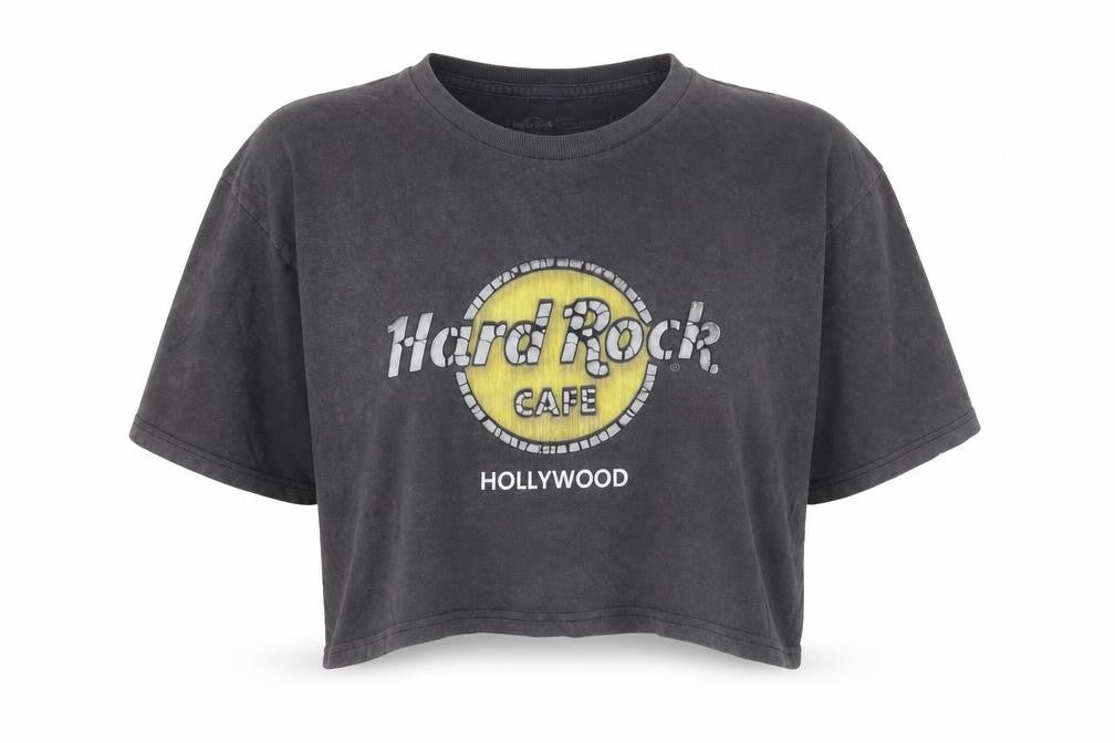 Hard Rock Cafe Black Cropped T-Shirt Unisex L