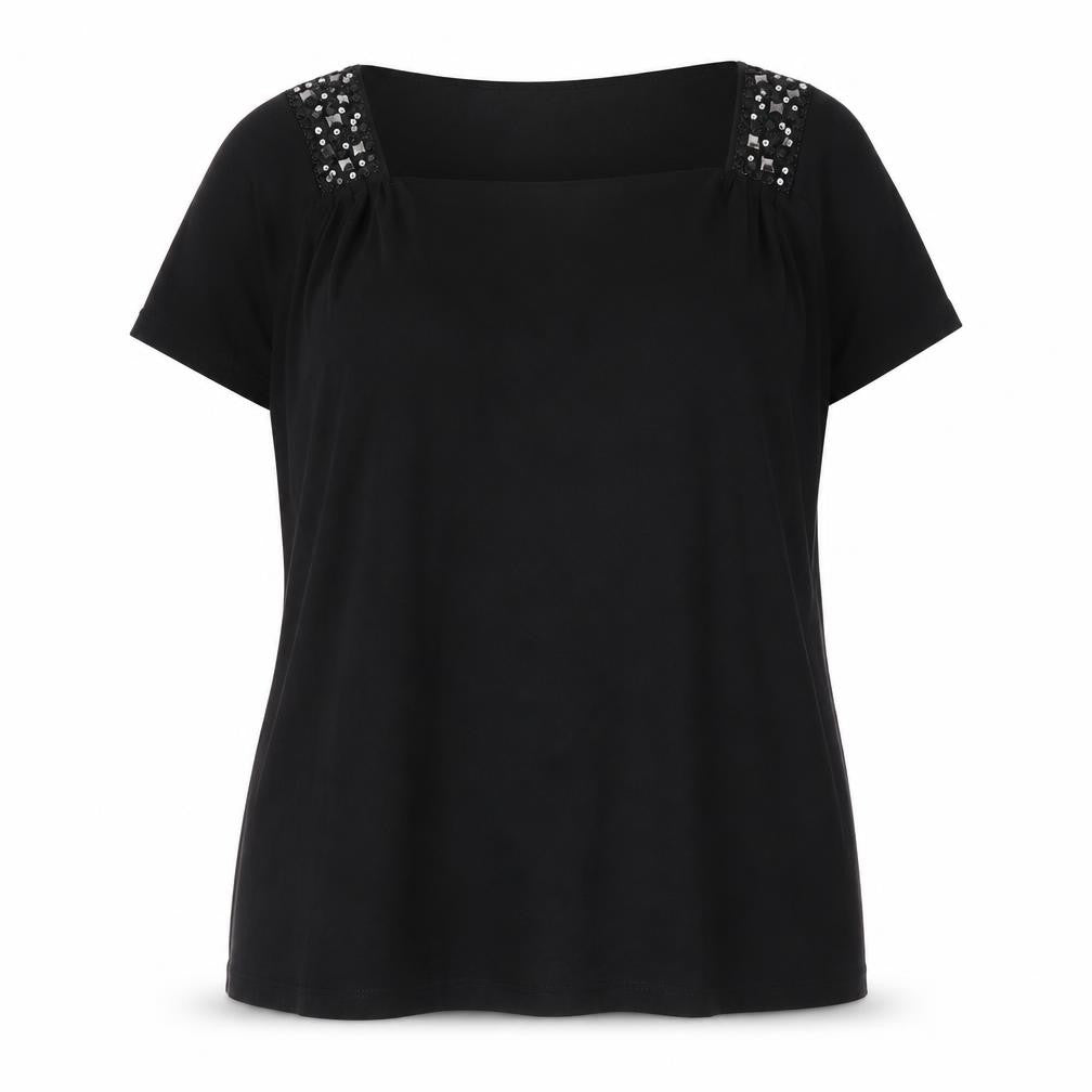 EWM Women's Black Plus Size Sequin T-Shirt