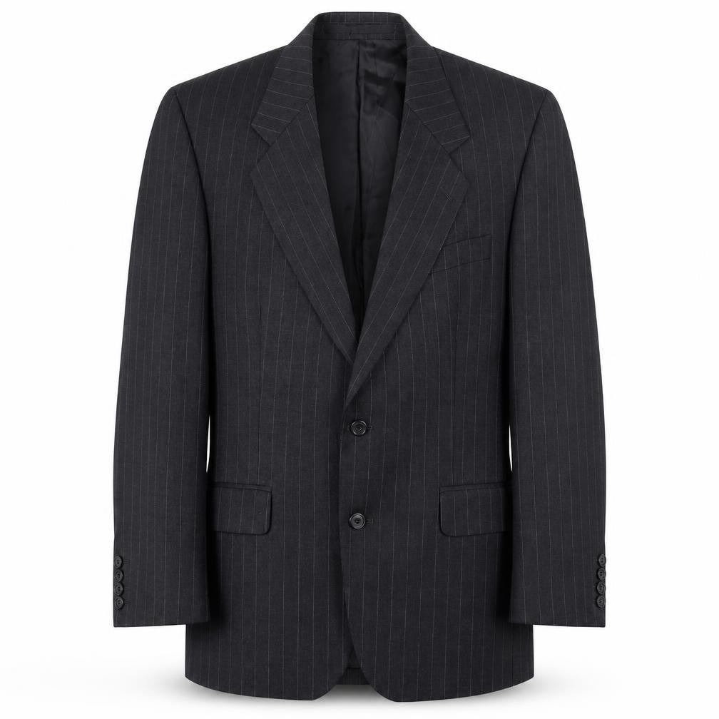 Dechamps Men's Grey Short Blazer, Wool, Size 40 Short, Pinstripe