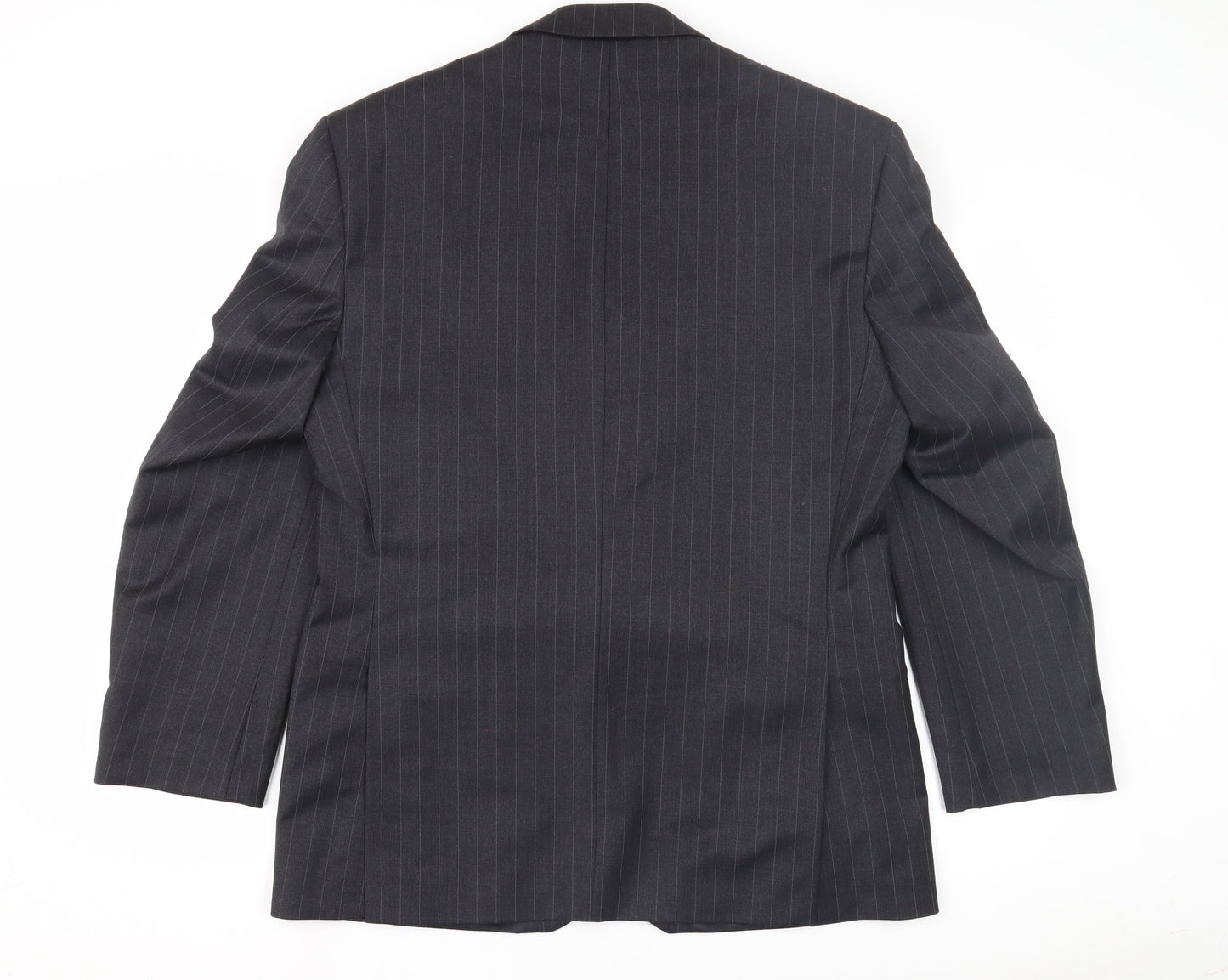 Dechamps Men's Grey Short Blazer, Wool, Size 40 Short, Pinstripe