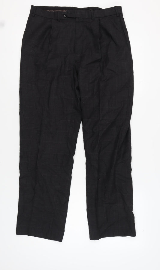 Marks and Spencer Men's Grey Check Dress Pants 36R