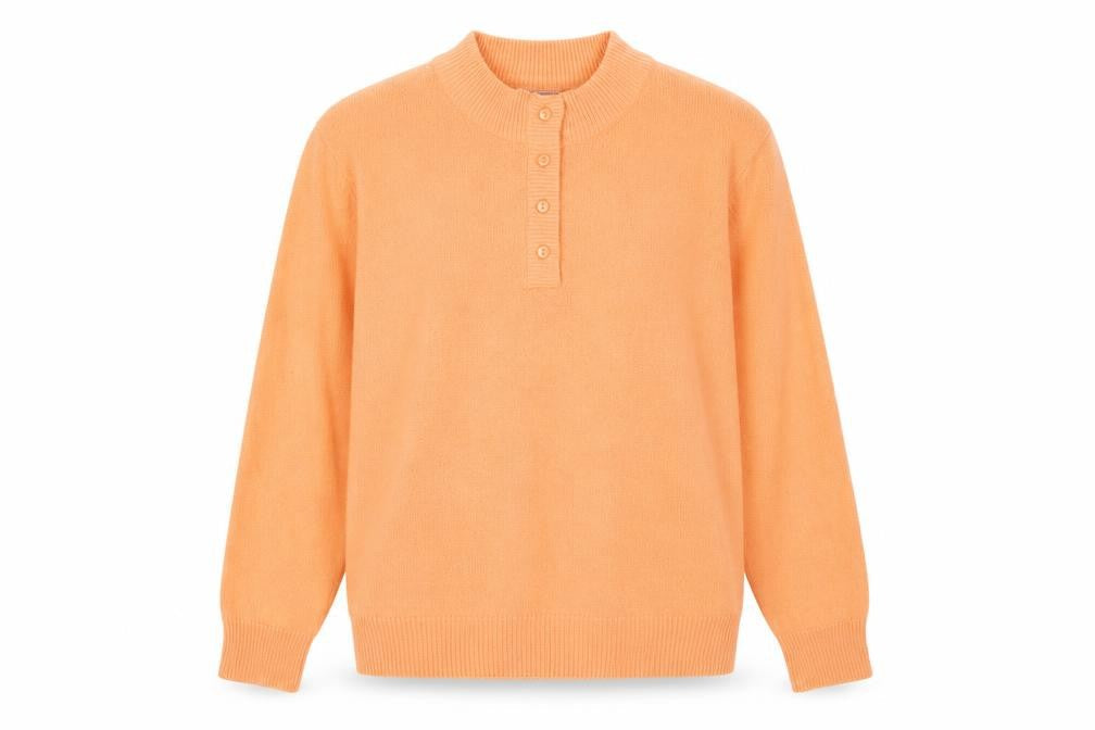 Damart Women's Orange XL Henley Wool Blend Jumper