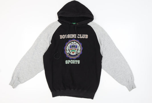 Bossini Unisex Black Hoodie M Sports Logo Graphic Print