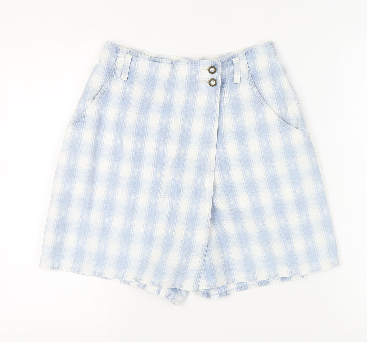 Lizwear Women's Blue Chino Shorts, Size 6, Plaid, Cotton