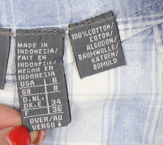 Lizwear Women's Blue Chino Shorts, Size 6, Plaid, Cotton