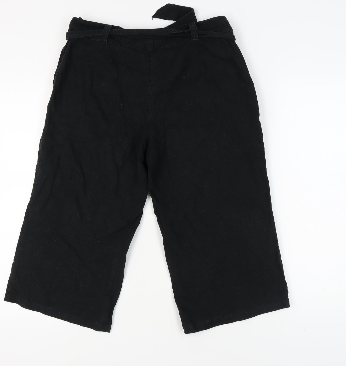 Wallis Women's Black Linen Wide-Leg Trousers, Size 12
