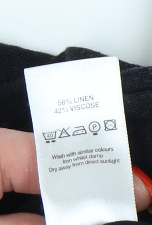 Wallis Women's Black Linen Wide-Leg Trousers, Size 12
