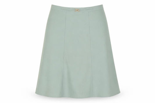 Damart Women's Green A-Line Skirt with Buckle, Size 12