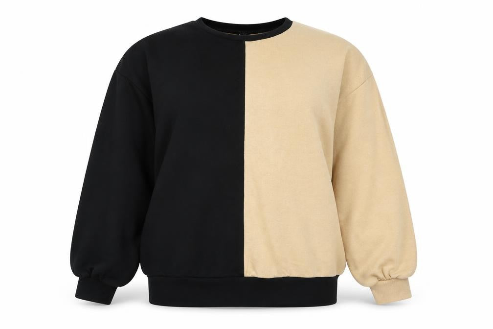 South Beach Women's Black Beige Colourblock Sweatshirt Size 8