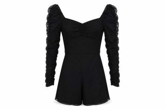 Quiz Women's Black Long Sleeve Ruffle Playsuit Size 10