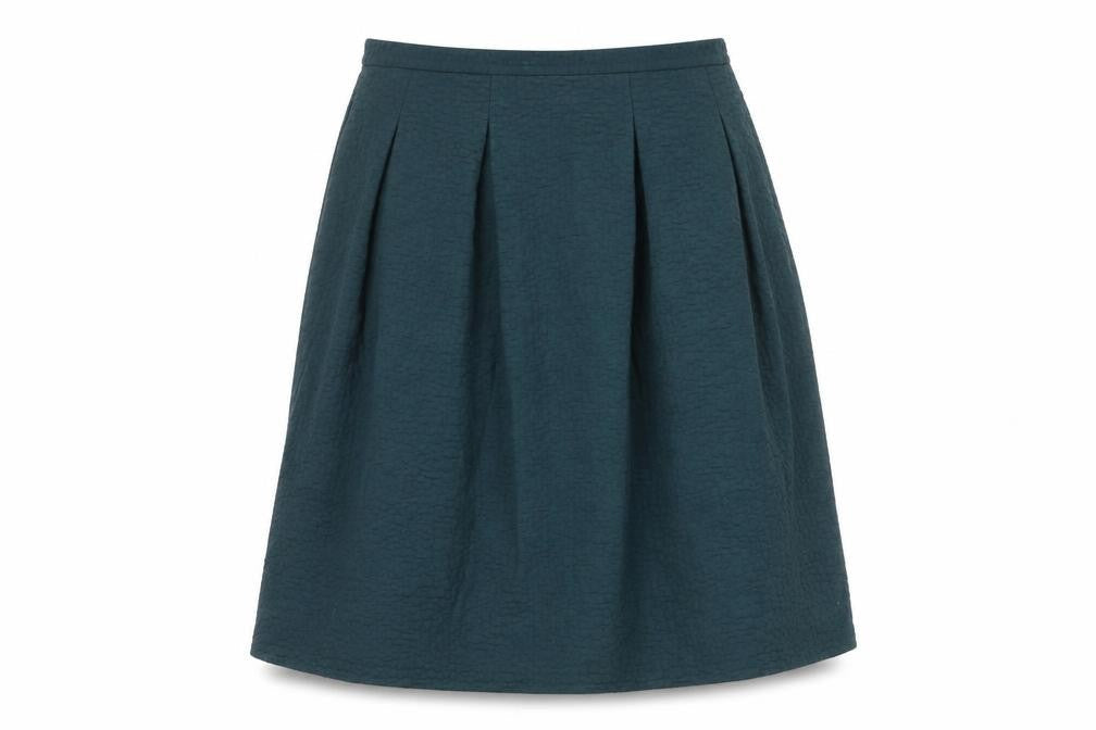 H&M Women's Blue Pleated Skirt Size 10 Cotton Blend