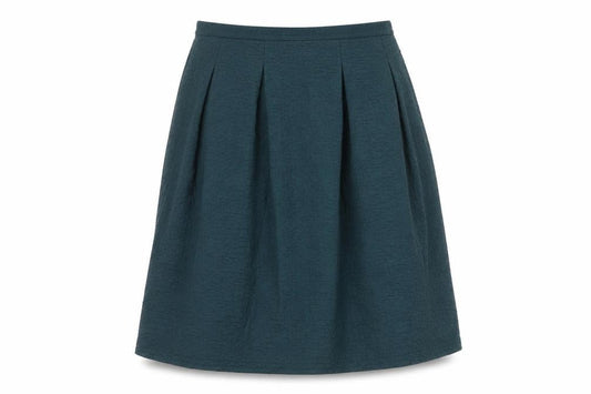 H&M Women's Blue Pleated Skirt Size 10 Cotton Blend