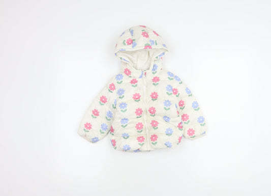 Marks and Spencer Girls Multicoloured Puffer Jacket 2XS with Hood