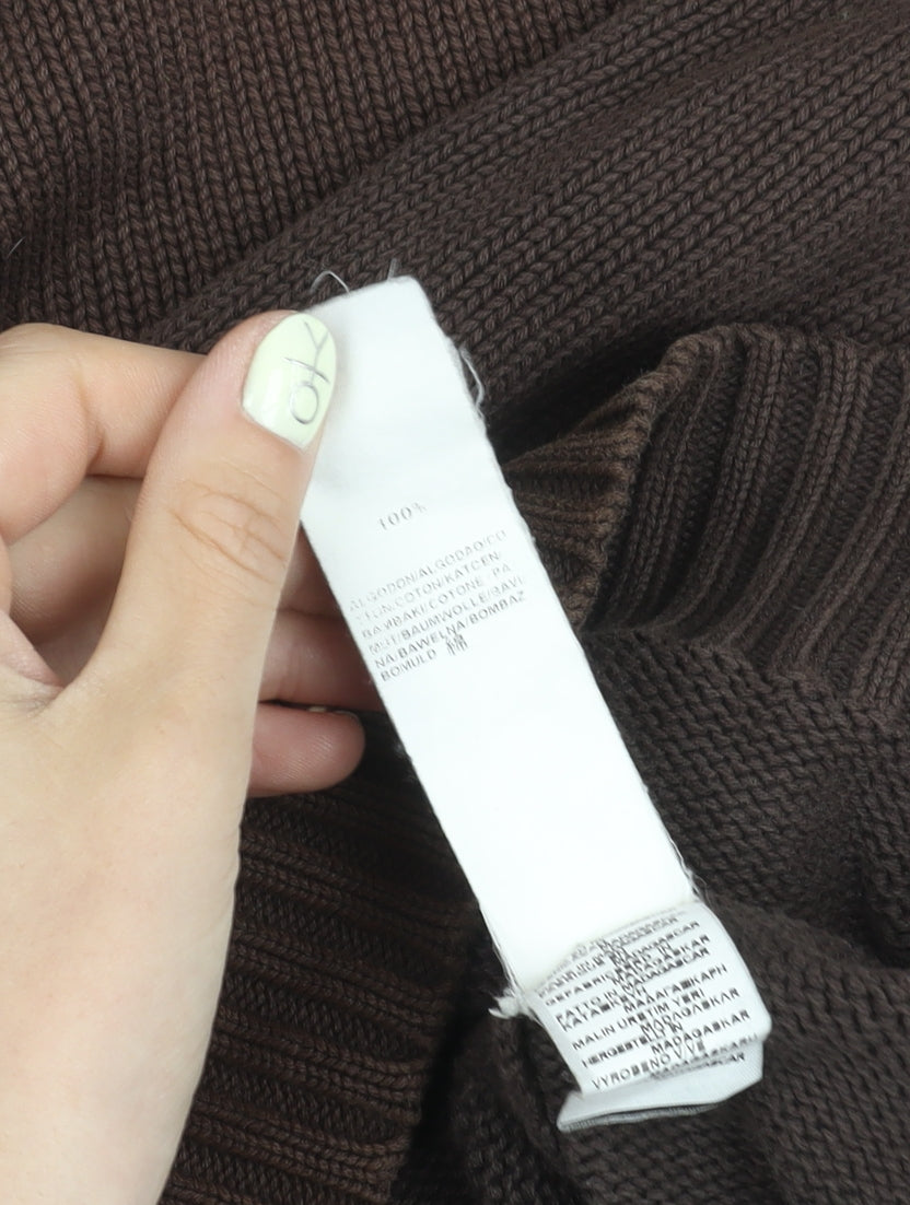 Zara Men's Brown XL V-Neck Cotton Pullover Jumper