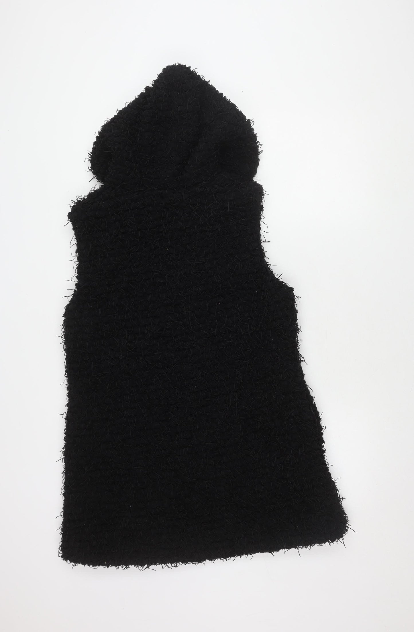 FEERED Women's Black Viscose Hooded Waistcoat L