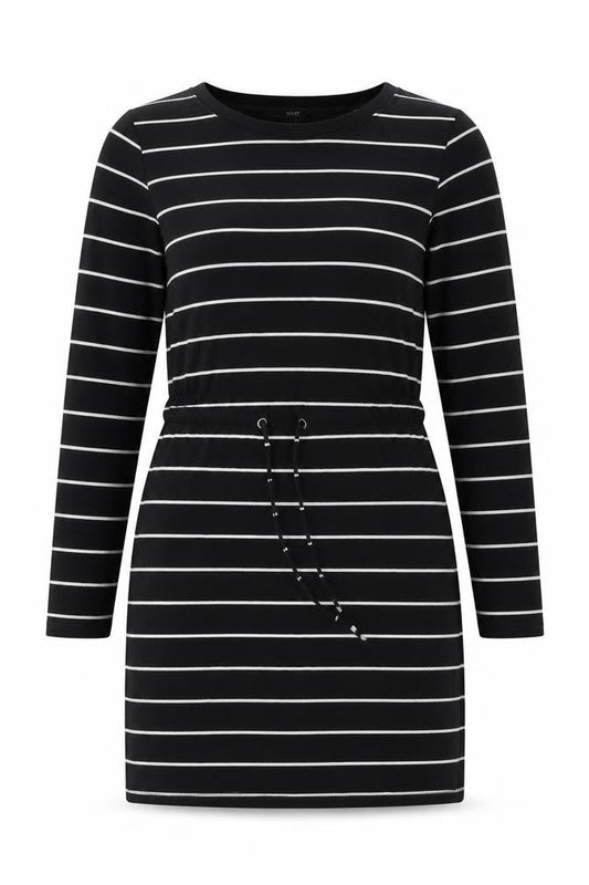 Next Women's Black Striped Cotton Dress Size 10