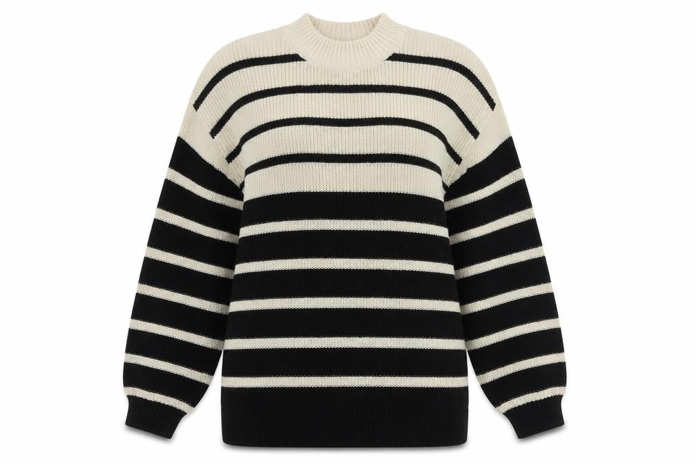 Monki Women's Black Striped Pullover Jumper, Size S