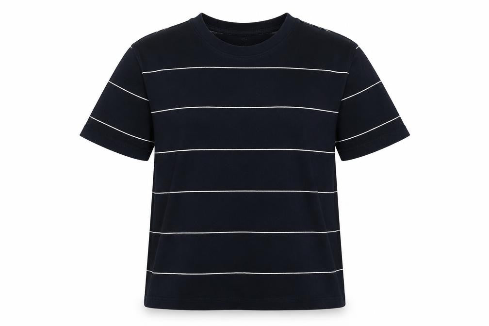 Marks & Spencer Unisex Blue Striped T-Shirt L