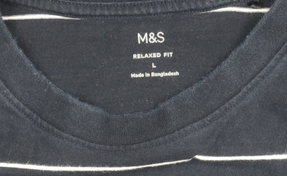 Marks Womens & Spencer Blue Striped T-Shirt L