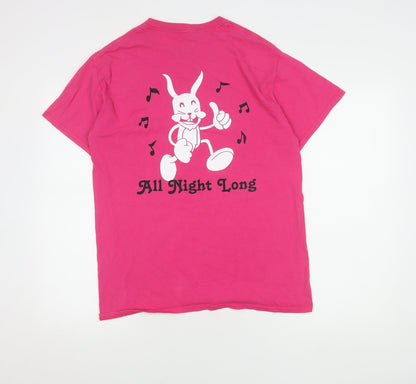 WHTRBBTLON Womens Pink Music T-Shirt Medium