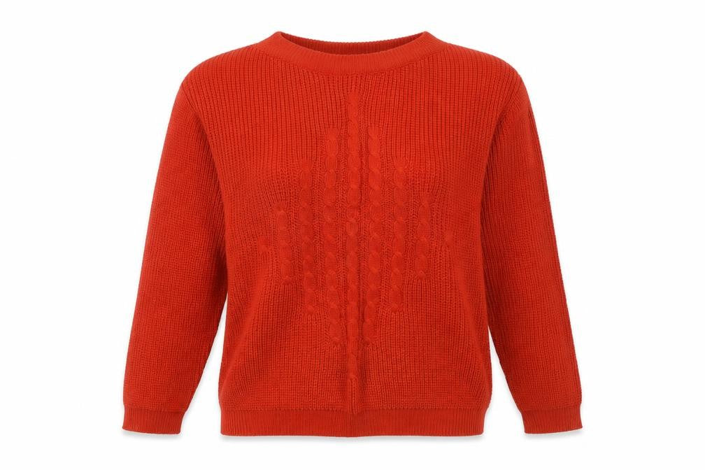 Planet Women's Orange Tight-Knit Jumper, Size L