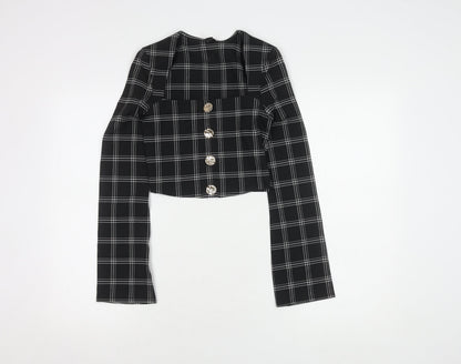 River Island Women's Black Check Cropped Blouse Size 6