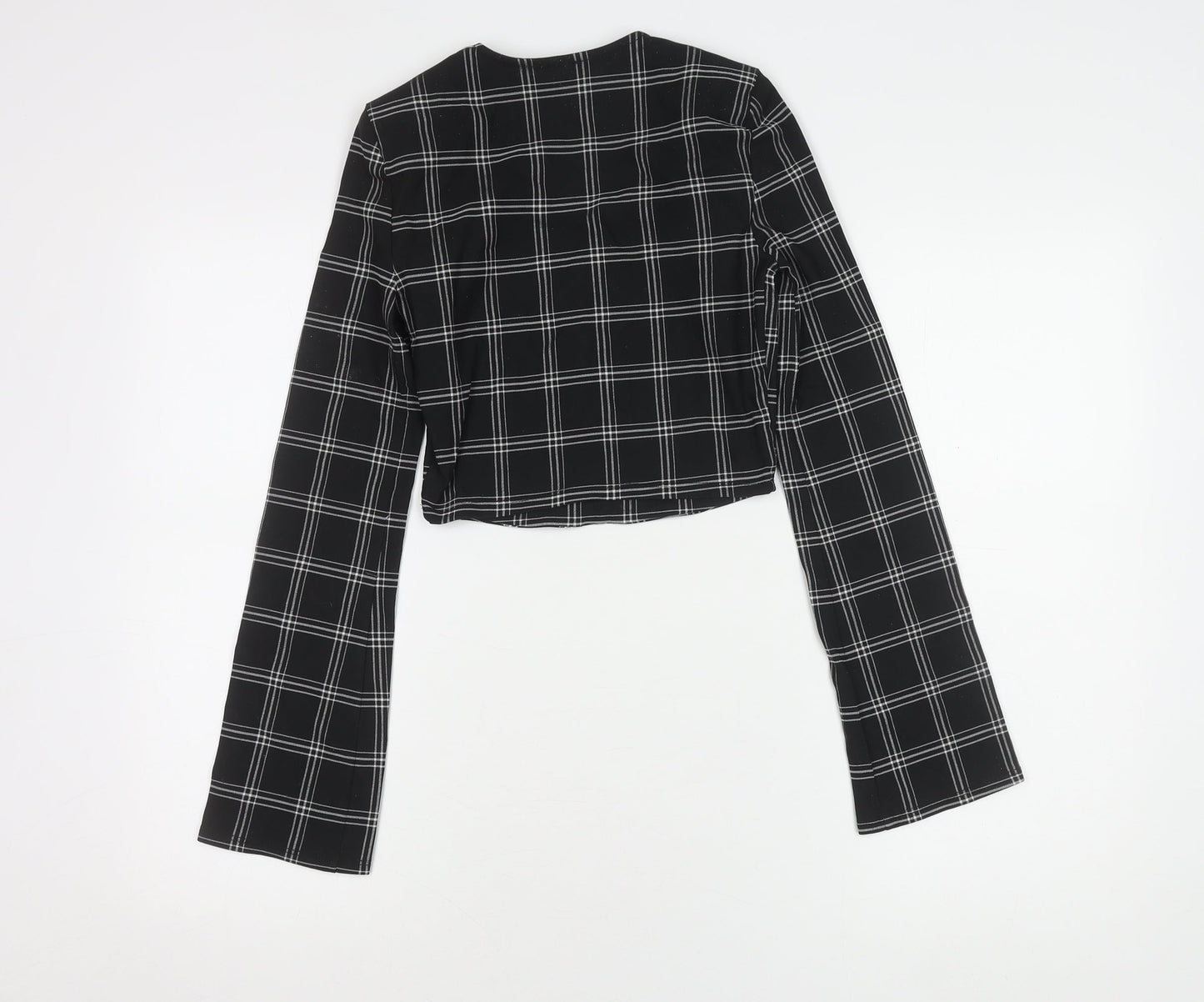 River Island Women's Black Check Cropped Blouse Size 6