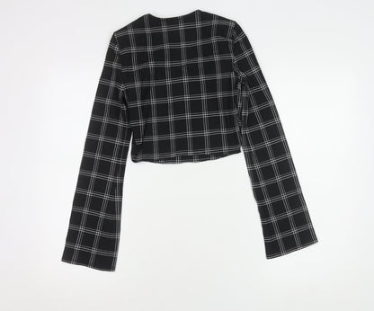River Island Women's Black Check Cropped Blouse Size 6