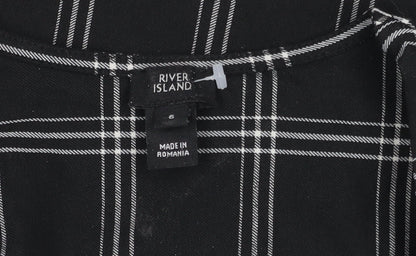 River Island Women's Black Check Cropped Blouse Size 6